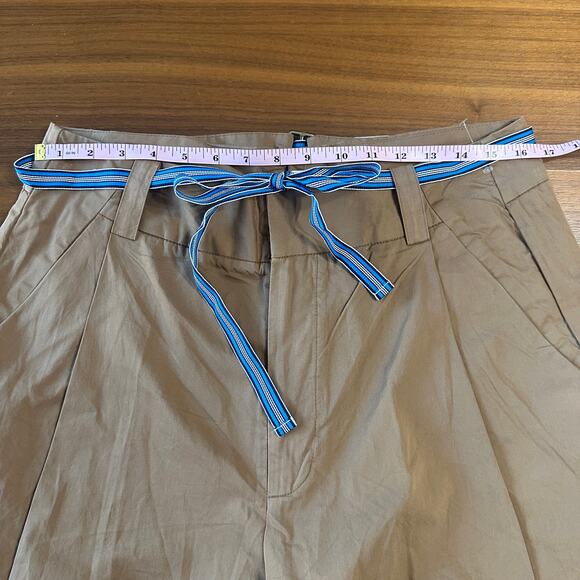 Free People Wide Leg Buckle Back Trousers, khaki tan, cotton, boho, size 12 NWT - Picture 4 of 8